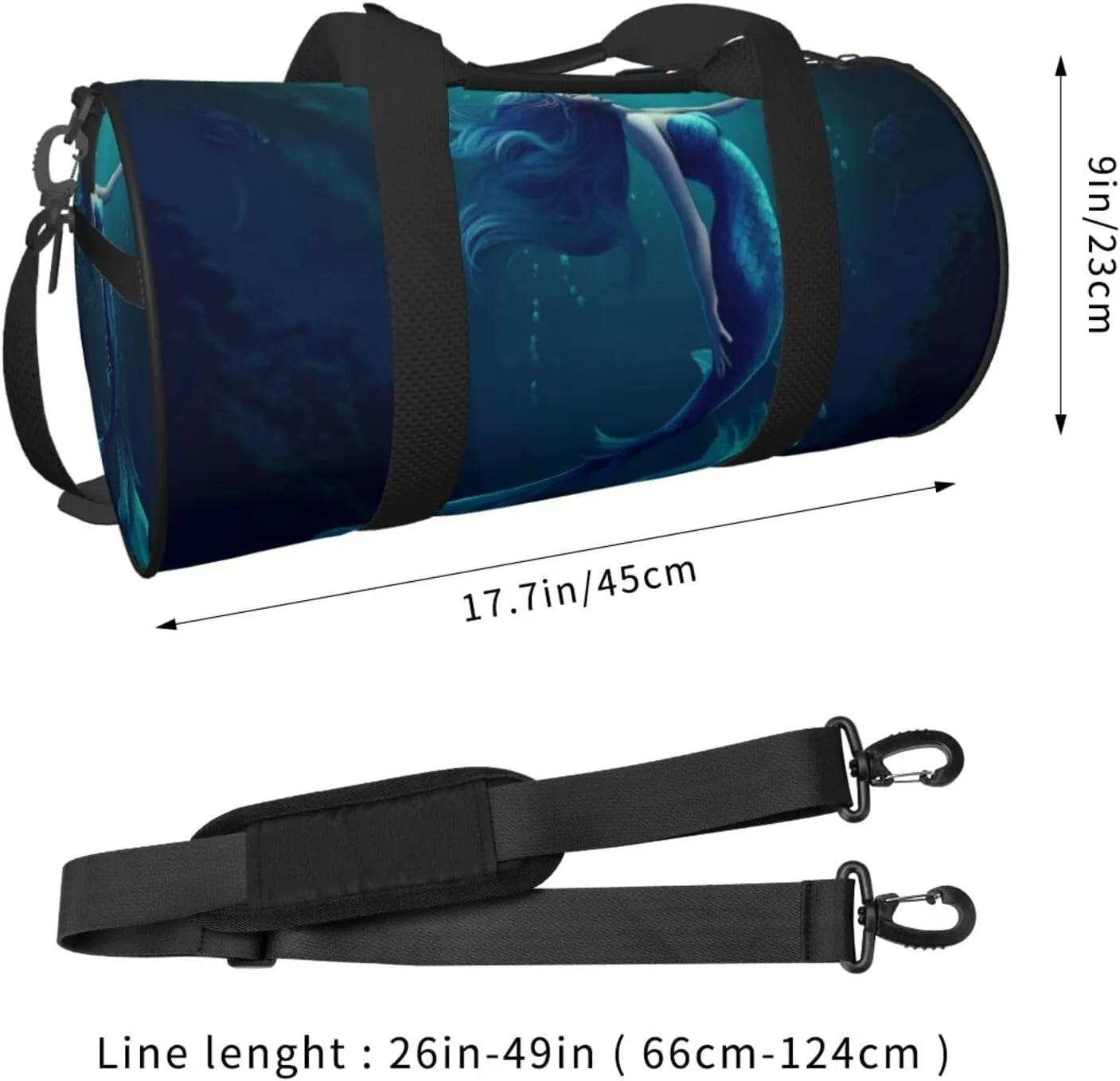 Travel Bag For Women,Blue Mermaid Print Personal Item Duffle Bags,Weekend Travel Duffel Tote Bag,Travel Sport Gym Bag For Men,Airplane Travel Essentials For Flying
