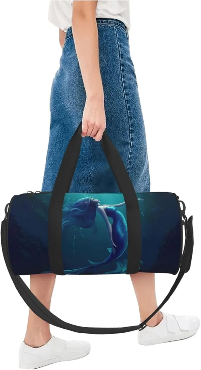 Travel Bag For Women,Blue Mermaid Print Personal Item Duffle Bags,Weekend Travel Duffel Tote Bag,Travel Sport Gym Bag For Men,Airplane Travel Essentials For Flying