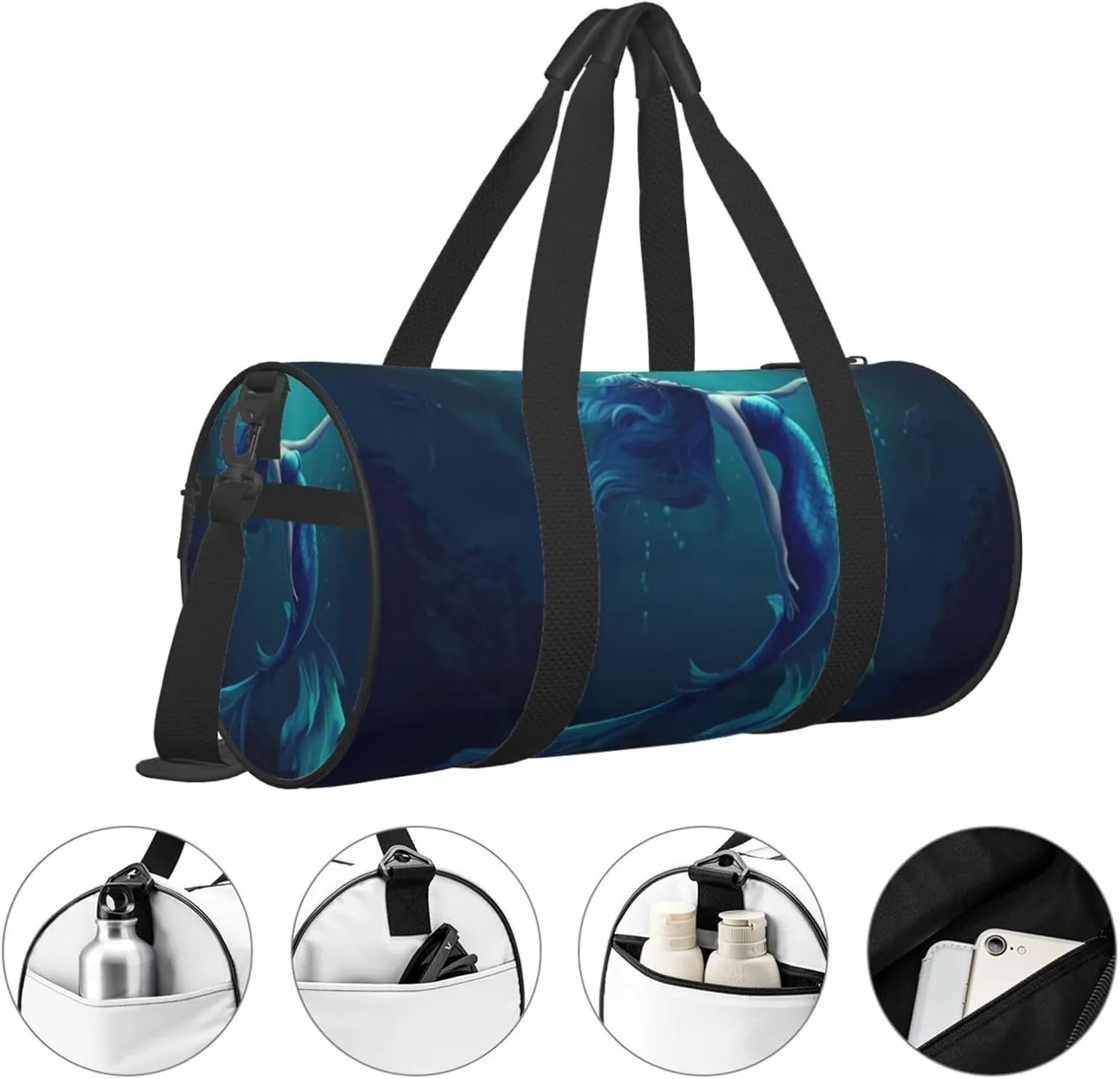 Travel Bag For Women,Blue Mermaid Print Personal Item Duffle Bags,Weekend Travel Duffel Tote Bag,Travel Sport Gym Bag For Men,Airplane Travel Essentials For Flying