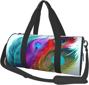 Travel Bag For Women,Colored Feather Print Personal Item Duffle Bags,Weekend Travel Duffel Tote Bag,Travel Sport Gym Bag For Men,Airplane Travel Essentials For Flying