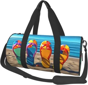 Travel Bag For Women,Colorful Flip Flops Beach Ball Print Personal Item Duffle Bags,Weekend Travel Duffel Tote Bag,Travel Sport Gym Bag For Men,Airplane Travel Essentials For Flying