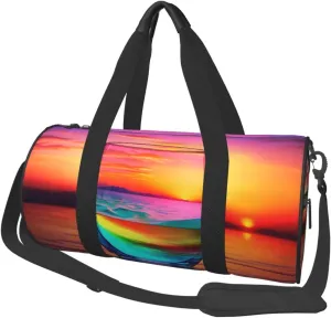 Travel Bag For Women,Colorful Glass Drink Sunset Print Personal Item Duffle Bags,Weekend Travel Duffel Tote Bag,Travel Sport Gym Bag For Men,Airplane Travel Essentials For Flying