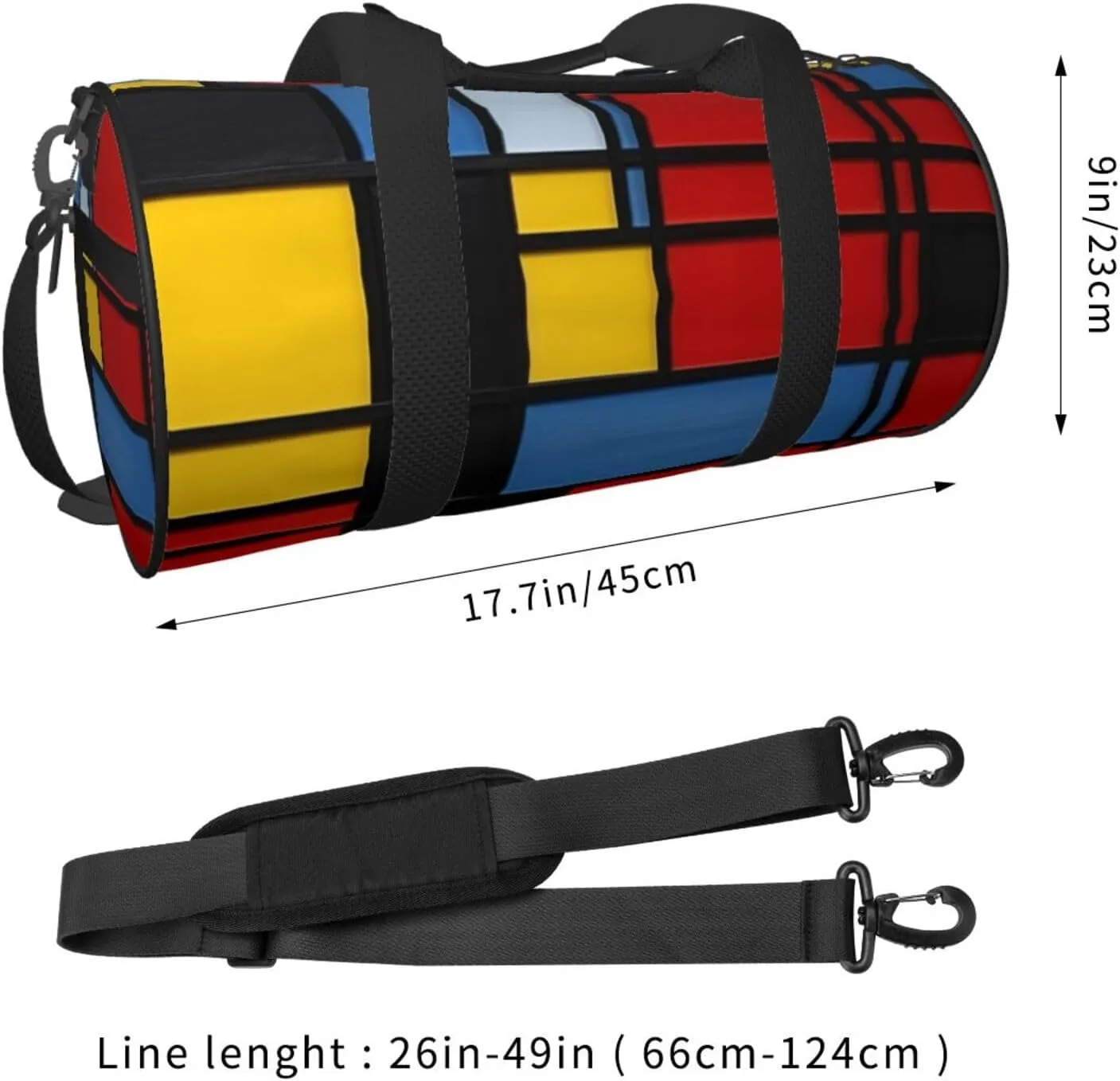 Travel Bag For Women,Composition In Red Yellow Blue And Black Print Personal Item Duffle Bags,Weekend Travel Duffel Tote Bag,Travel Sport Gym Bag For Men,Airplane Travel Essentials For Flying