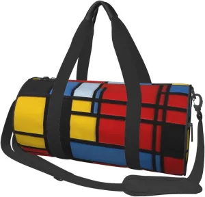 Travel Bag For Women,Composition In Red Yellow Blue And Black Print Personal Item Duffle Bags,Weekend Travel Duffel Tote Bag,Travel Sport Gym Bag For Men,Airplane Travel Essentials For Flying
