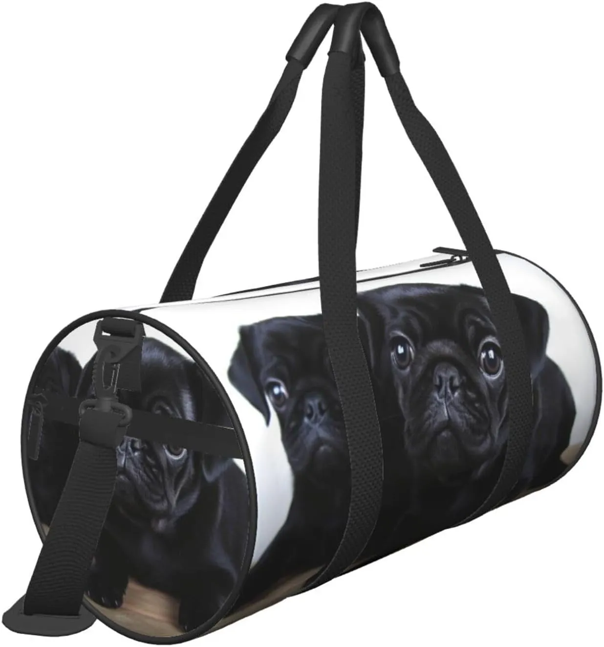 Travel Bag For Women,Cute Black Pug Print Personal Item Duffle Bags,Weekend Travel Duffel Tote Bag,Travel Sport Gym Bag For Men,Airplane Travel Essentials For Flying