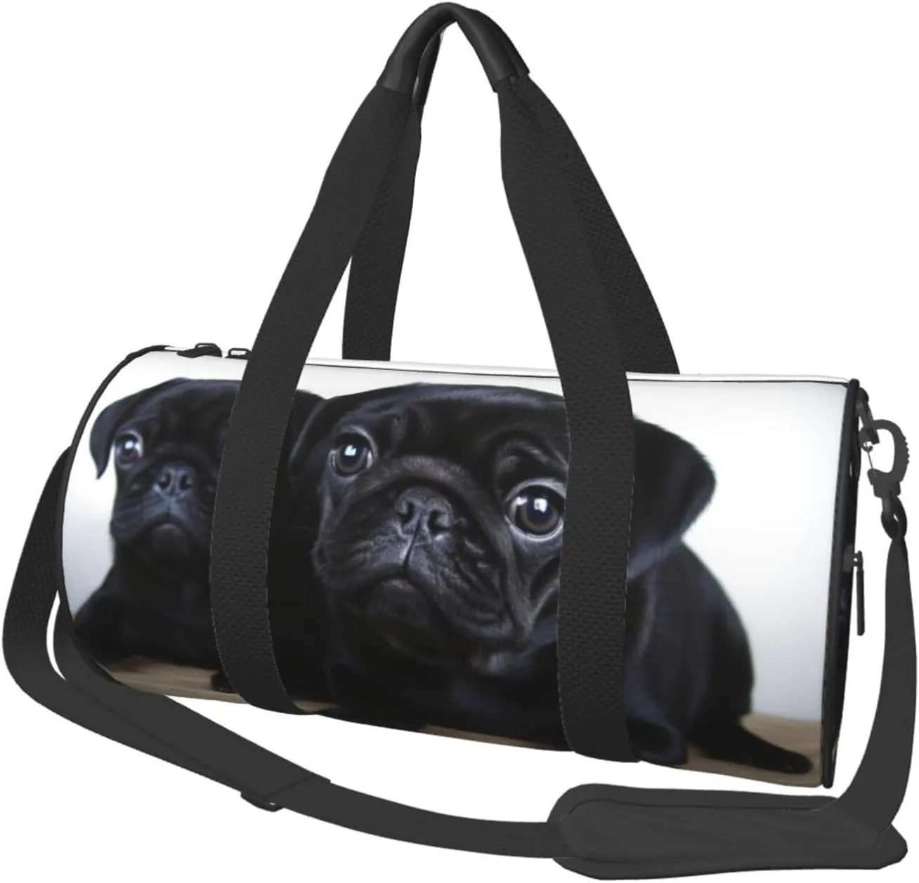 Travel Bag For Women,Cute Black Pug Print Personal Item Duffle Bags,Weekend Travel Duffel Tote Bag,Travel Sport Gym Bag For Men,Airplane Travel Essentials For Flying
