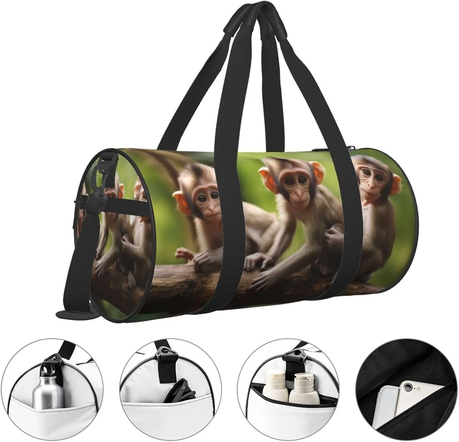 Travel Bag For Women,Cute Little Monkeys Print Personal Item Duffle Bags,Weekend Travel Duffel Tote Bag,Travel Sport Gym Bag For Men,Airplane Travel Essentials For Flying