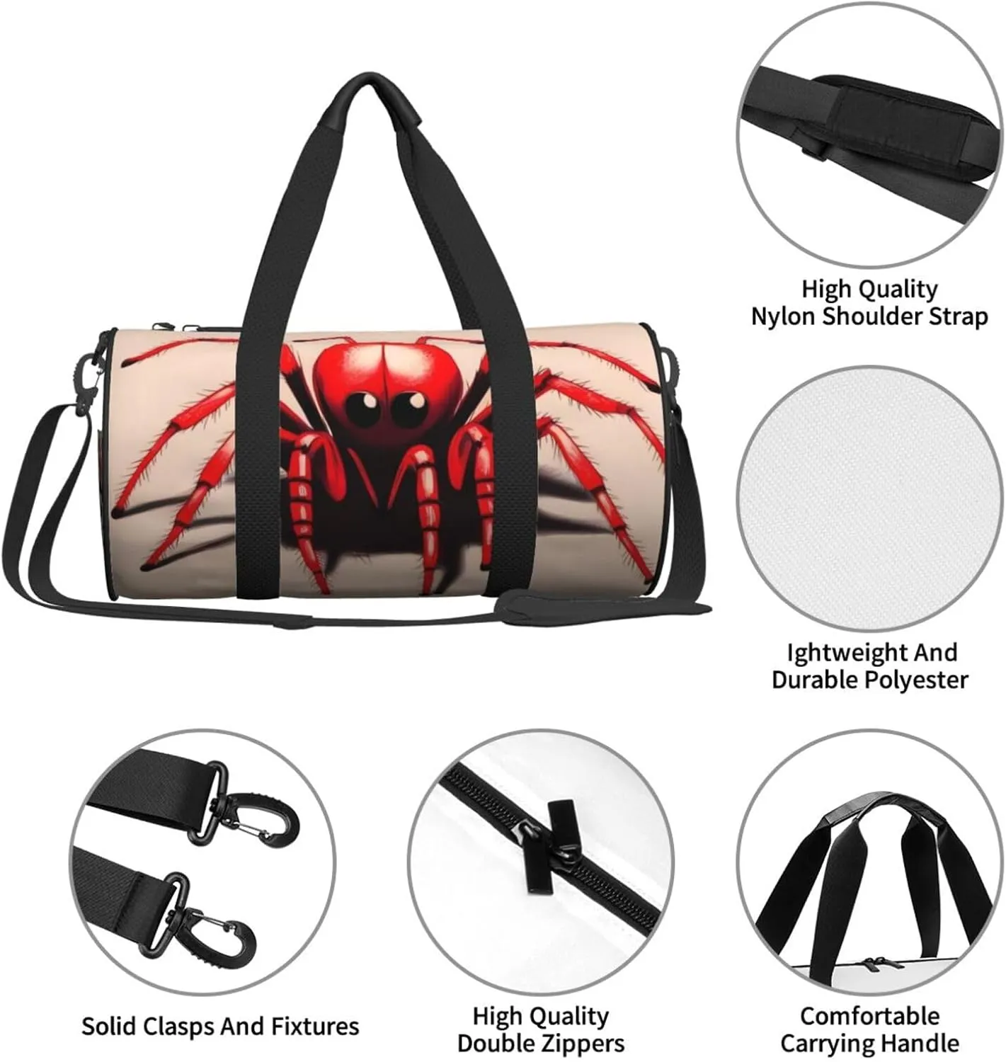 Travel Bag For Women,Cute Little Red Spider Print Personal Item Duffle Bags,Weekend Travel Duffel Tote Bag,Travel Sport Gym Bag For Men,Airplane Travel Essentials For Flying