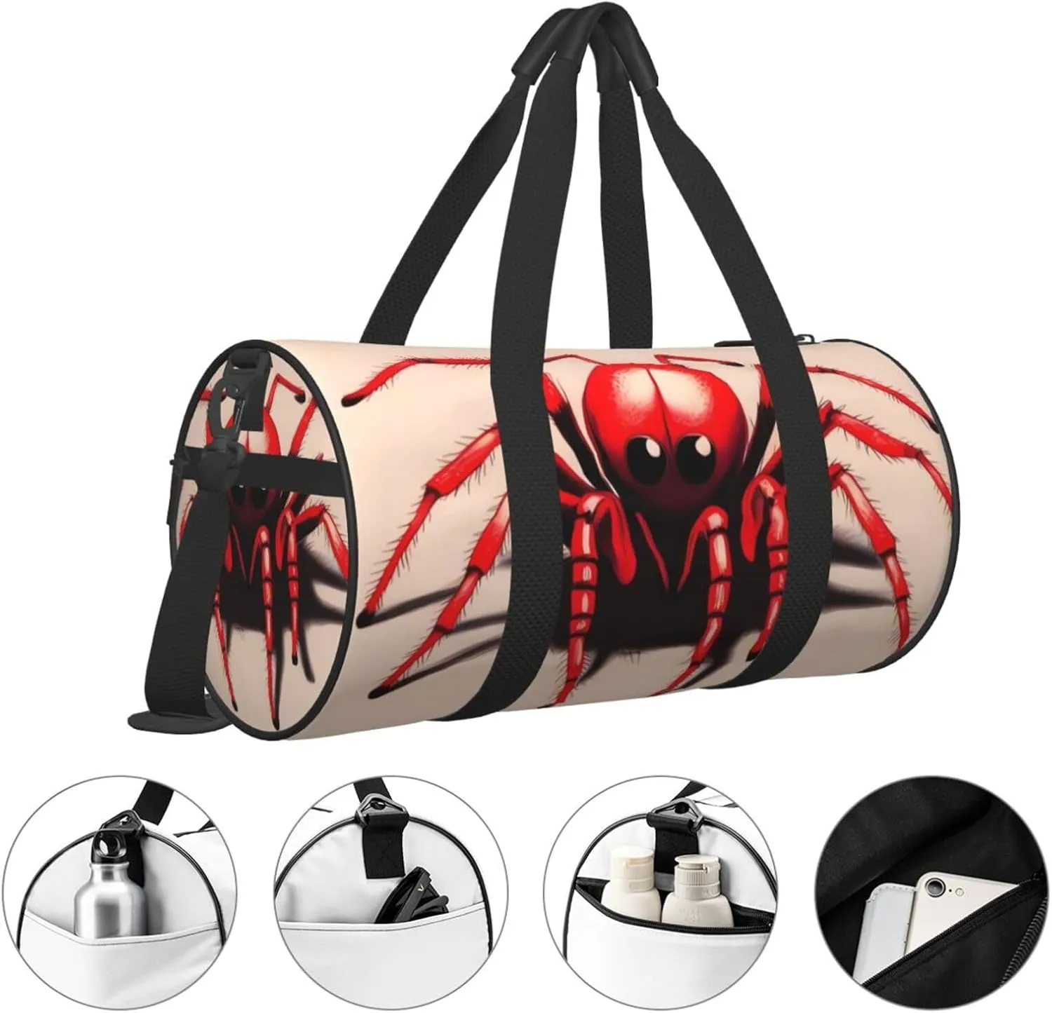 Travel Bag For Women,Cute Little Red Spider Print Personal Item Duffle Bags,Weekend Travel Duffel Tote Bag,Travel Sport Gym Bag For Men,Airplane Travel Essentials For Flying