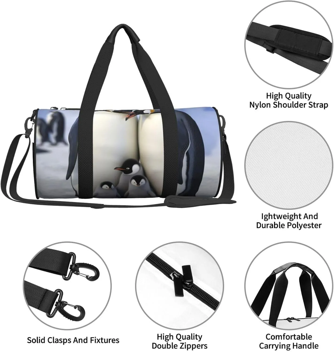 Travel Bag For Women,Cute Penguins Family Print Personal Item Duffle Bags,Weekend Travel Duffel Tote Bag,Travel Sport Gym Bag For Men,Airplane Travel Essentials For Flying