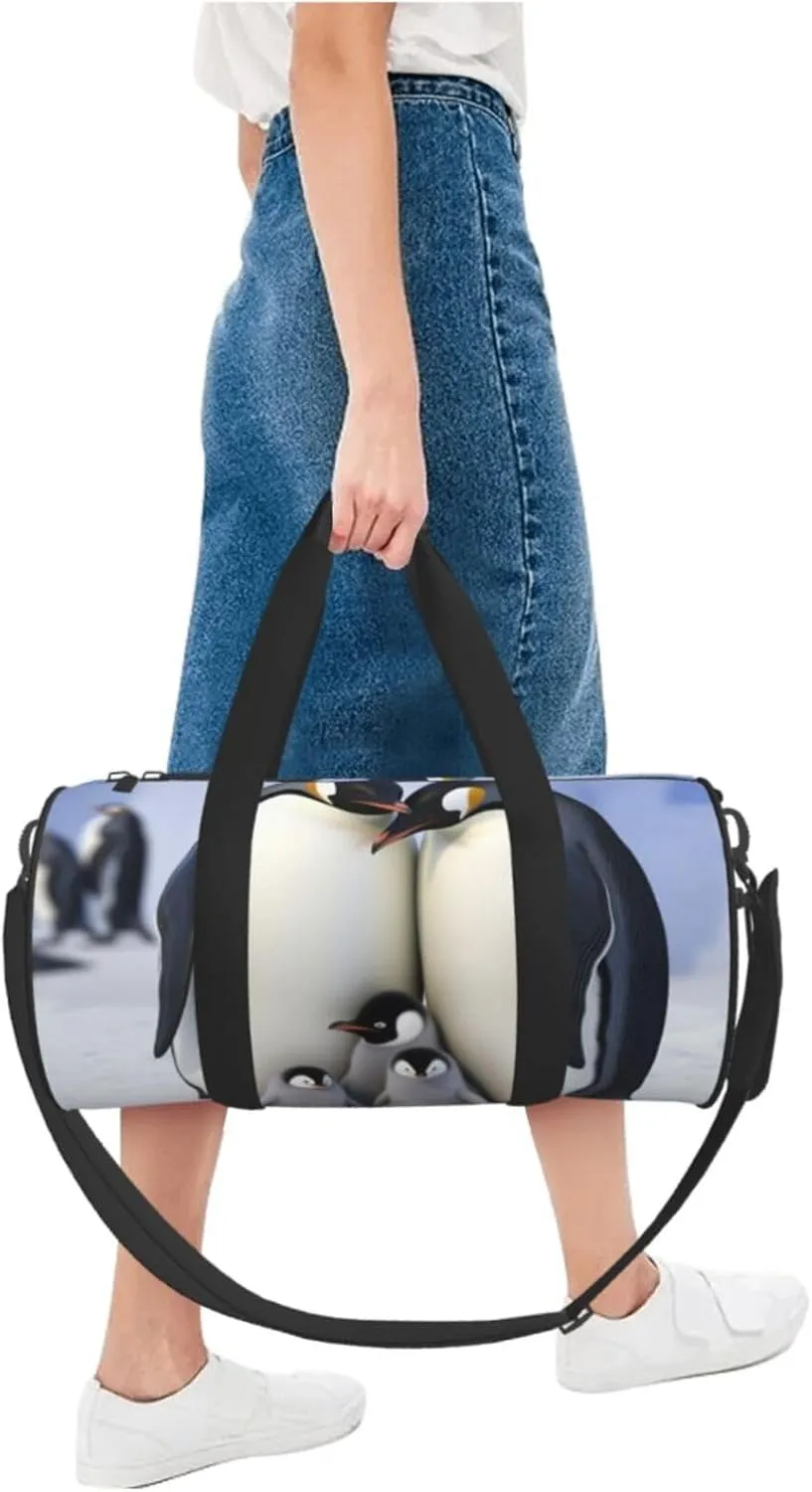 Travel Bag For Women,Cute Penguins Family Print Personal Item Duffle Bags,Weekend Travel Duffel Tote Bag,Travel Sport Gym Bag For Men,Airplane Travel Essentials For Flying