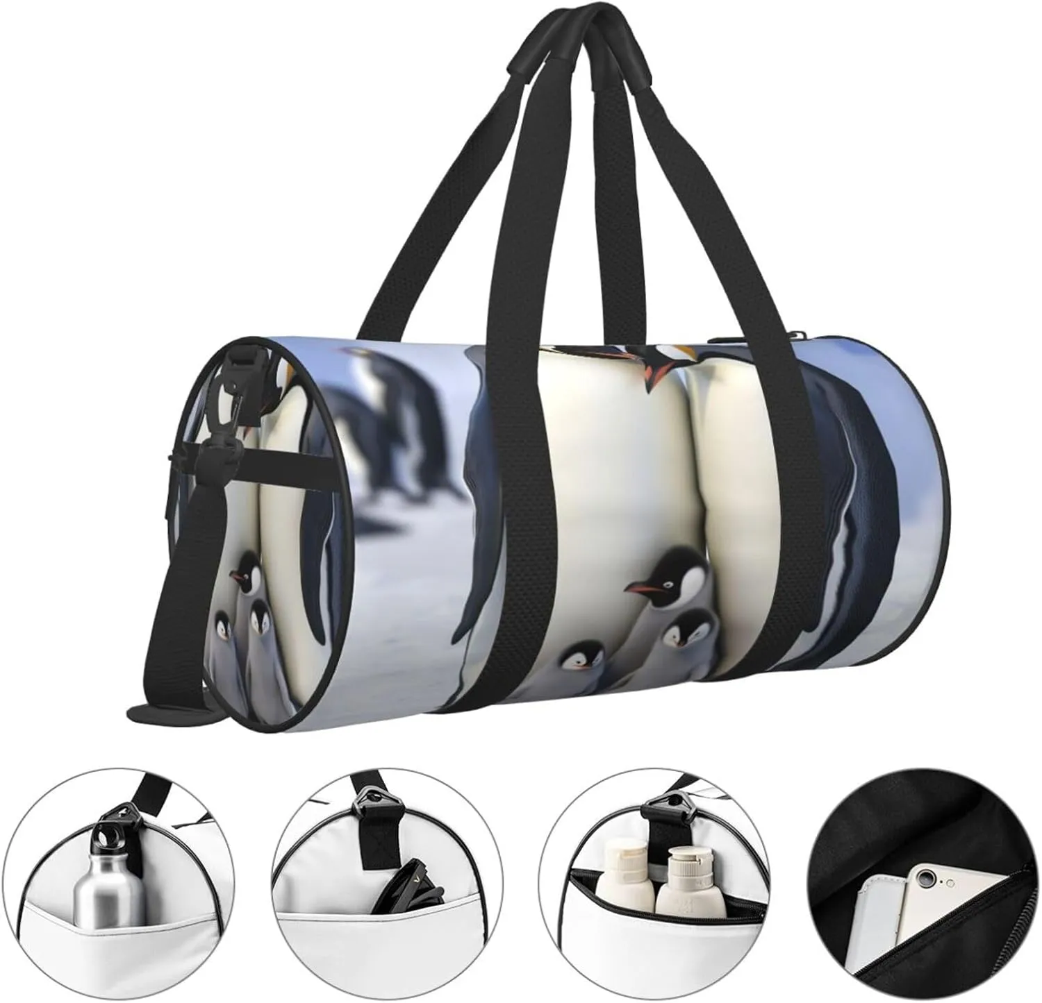 Travel Bag For Women,Cute Penguins Family Print Personal Item Duffle Bags,Weekend Travel Duffel Tote Bag,Travel Sport Gym Bag For Men,Airplane Travel Essentials For Flying