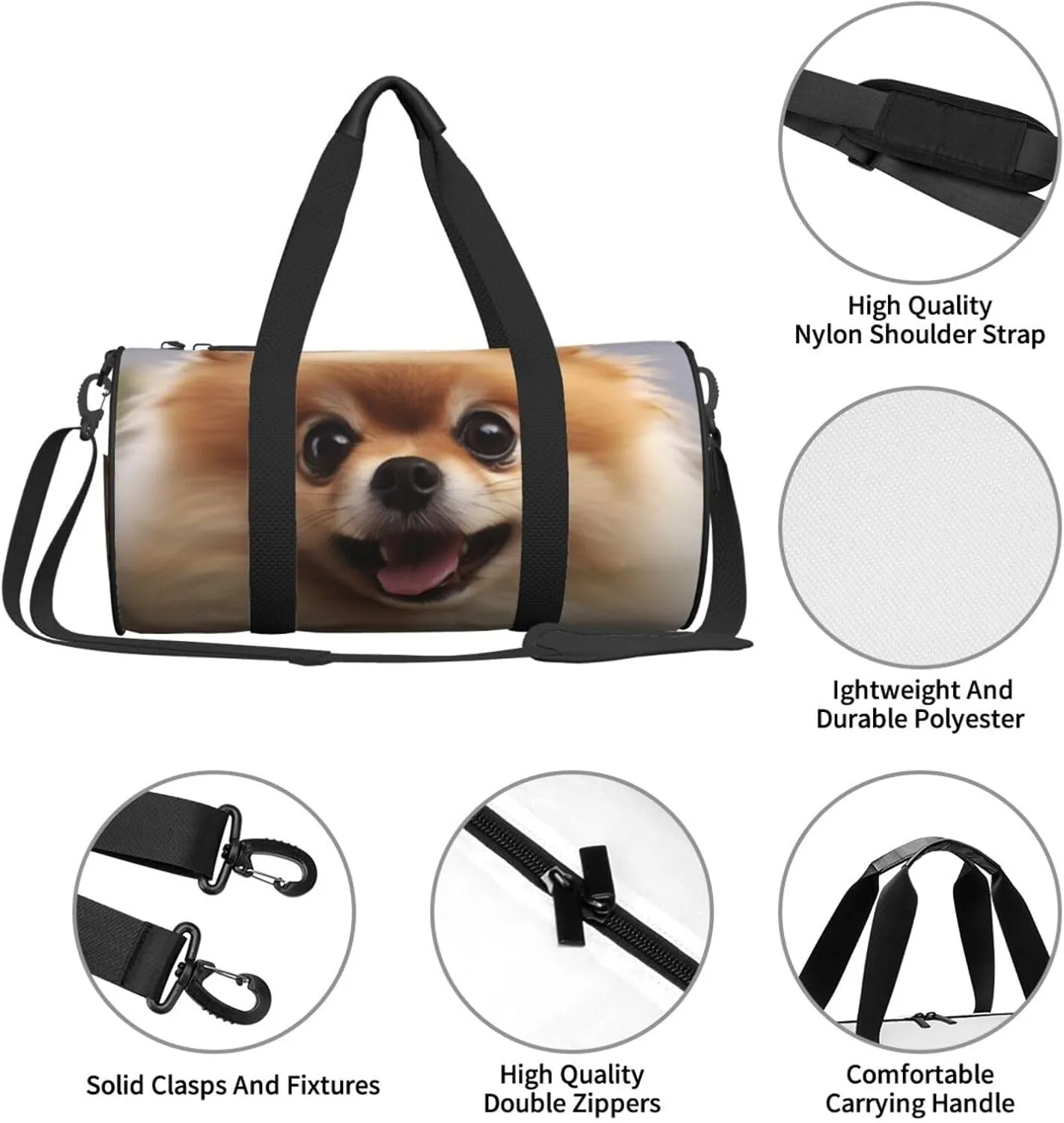 Travel Bag For Women,Cute Pomeranian Print Personal Item Duffle Bags,Weekend Travel Duffel Tote Bag,Travel Sport Gym Bag For Men,Airplane Travel Essentials For Flying