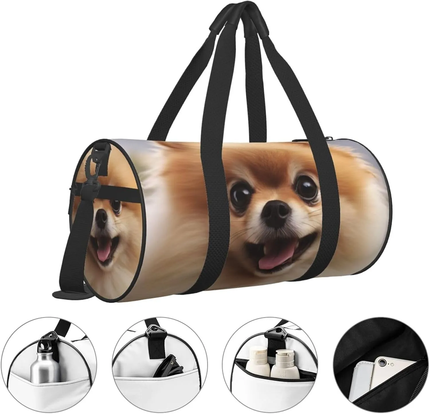 Travel Bag For Women,Cute Pomeranian Print Personal Item Duffle Bags,Weekend Travel Duffel Tote Bag,Travel Sport Gym Bag For Men,Airplane Travel Essentials For Flying