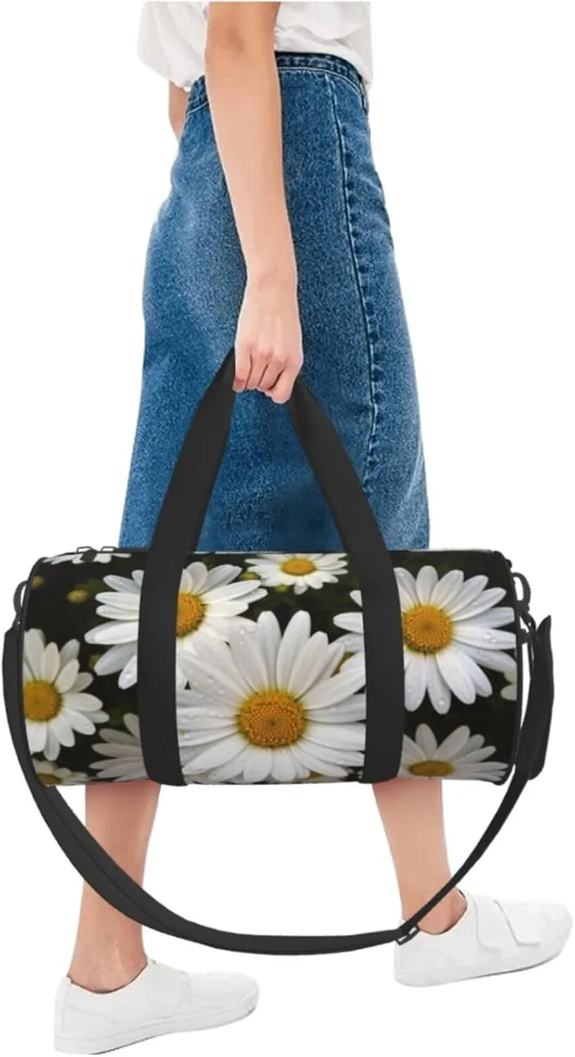 Travel Bag For Women,Daisy Flower Print Personal Item Duffle Bags,Weekend Travel Duffel Tote Bag,Travel Sport Gym Bag For Men,Airplane Travel Essentials For Flying