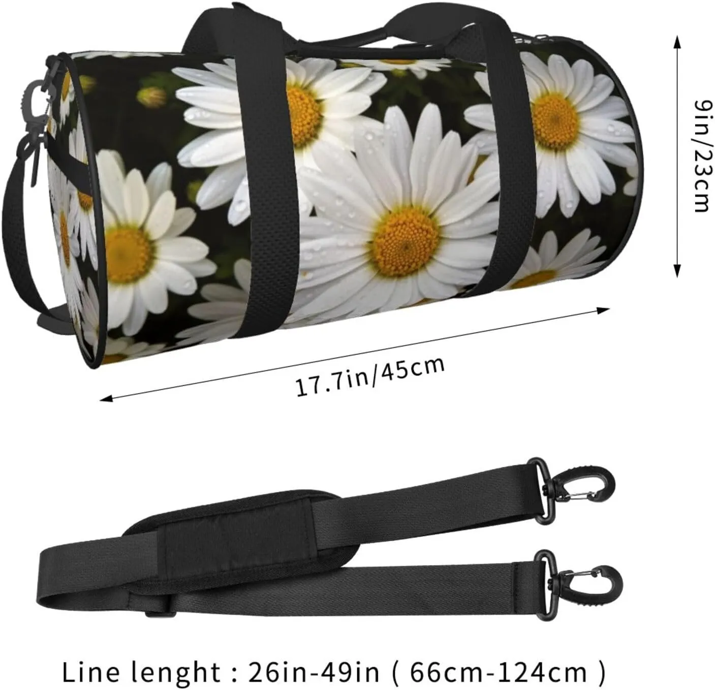 Travel Bag For Women,Daisy Flower Print Personal Item Duffle Bags,Weekend Travel Duffel Tote Bag,Travel Sport Gym Bag For Men,Airplane Travel Essentials For Flying