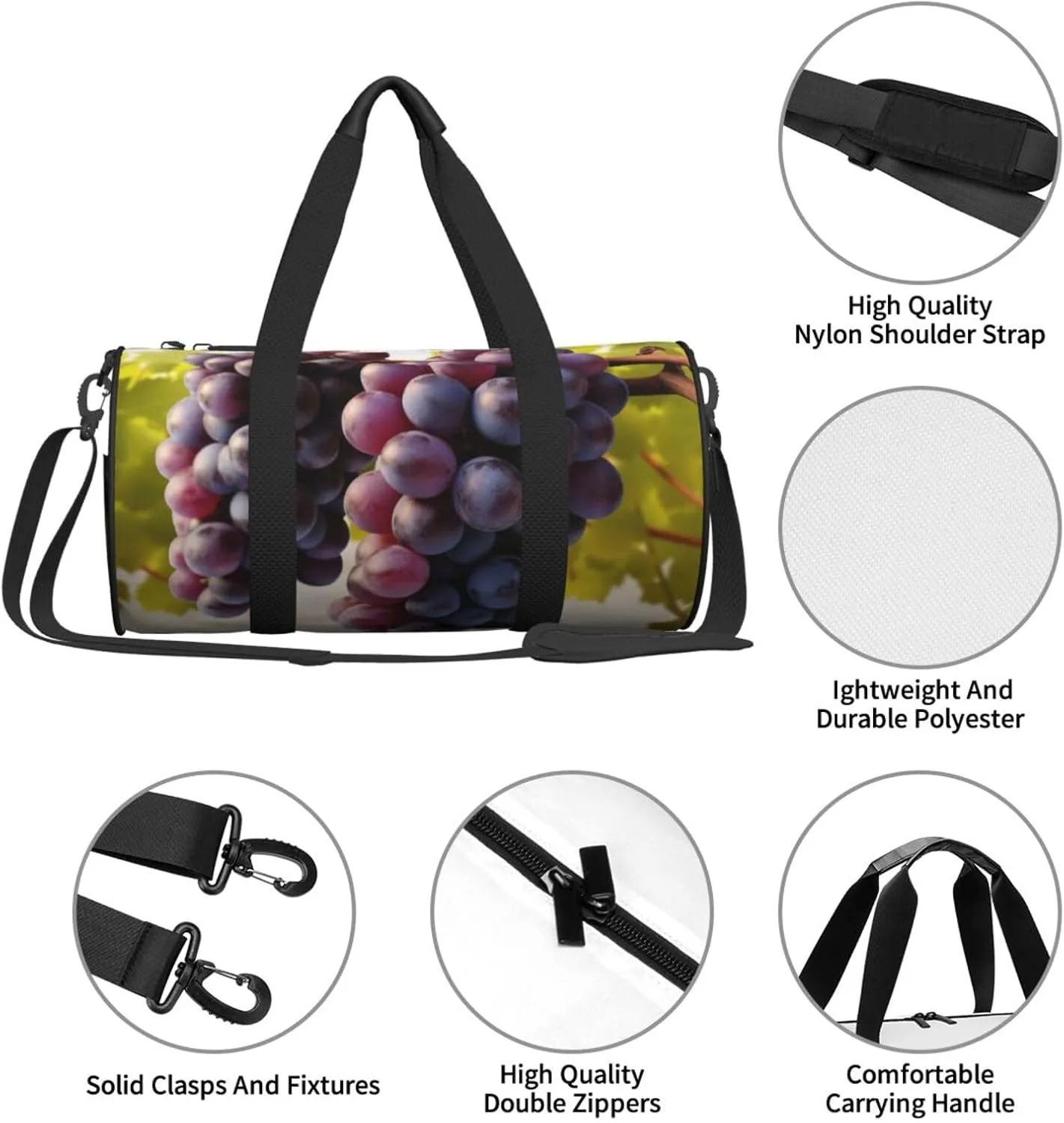 Travel Bag For Women,Desert Grapes Print Personal Item Duffle Bags,Weekend Travel Duffel Tote Bag,Travel Sport Gym Bag For Men,Airplane Travel Essentials For Flying