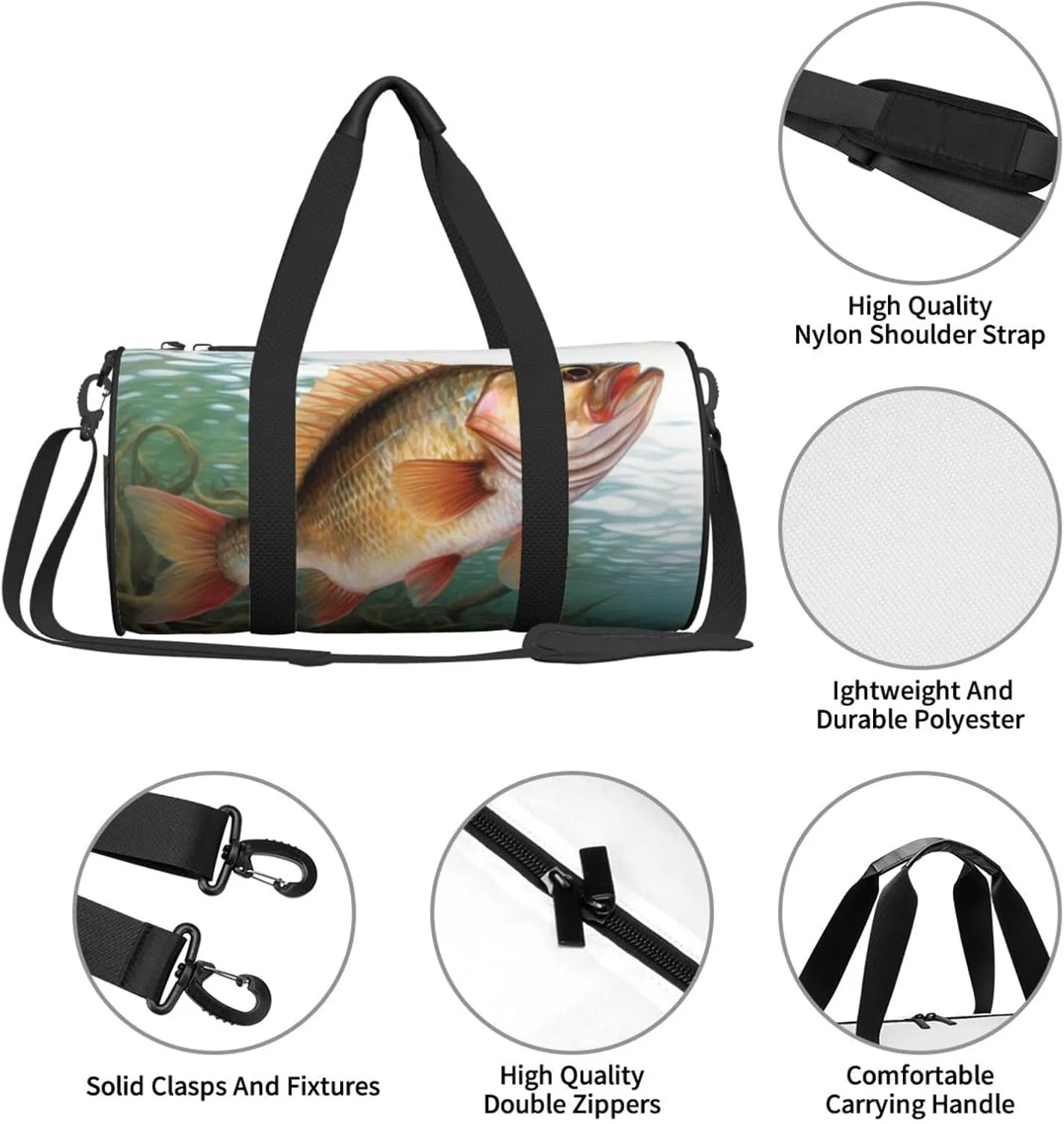 Travel Bag For Women,Fish Print Personal Item Duffle Bags,Weekend Travel Duffel Tote Bag,Travel Sport Gym Bag For Men,Airplane Travel Essentials For Flying
