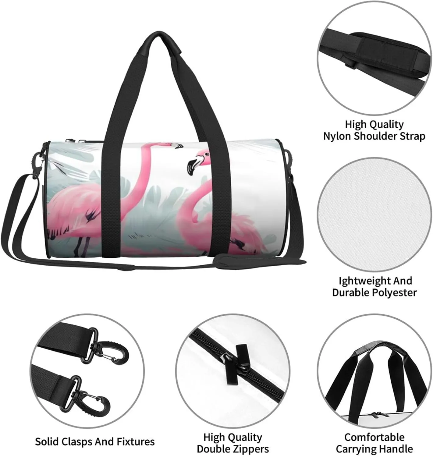 Travel Bag For Women,Flamingo Print Personal Item Duffle Bags,Weekend Travel Duffel Tote Bag,Travel Sport Gym Bag For Men,Airplane Travel Essentials For Flying