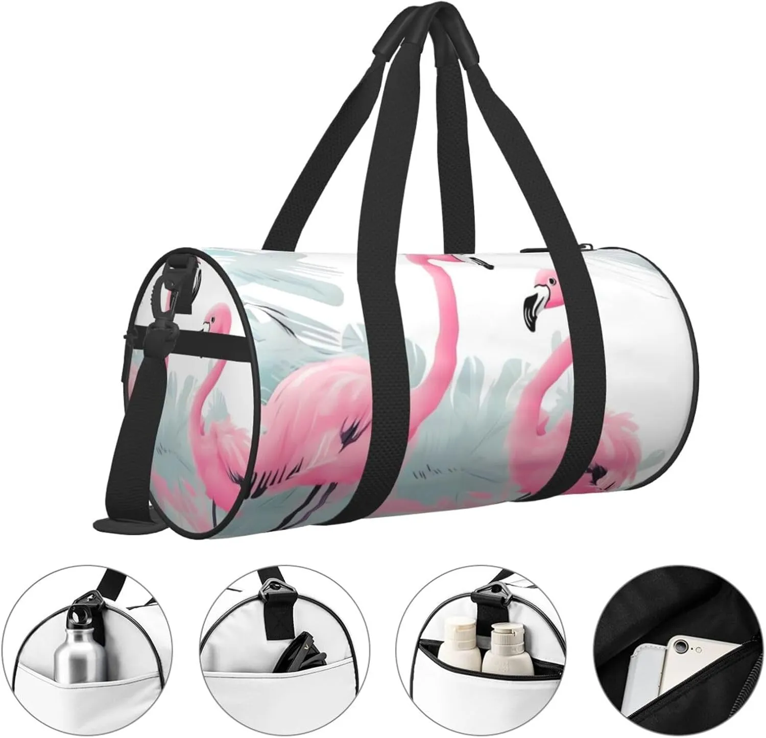 Travel Bag For Women,Flamingo Print Personal Item Duffle Bags,Weekend Travel Duffel Tote Bag,Travel Sport Gym Bag For Men,Airplane Travel Essentials For Flying
