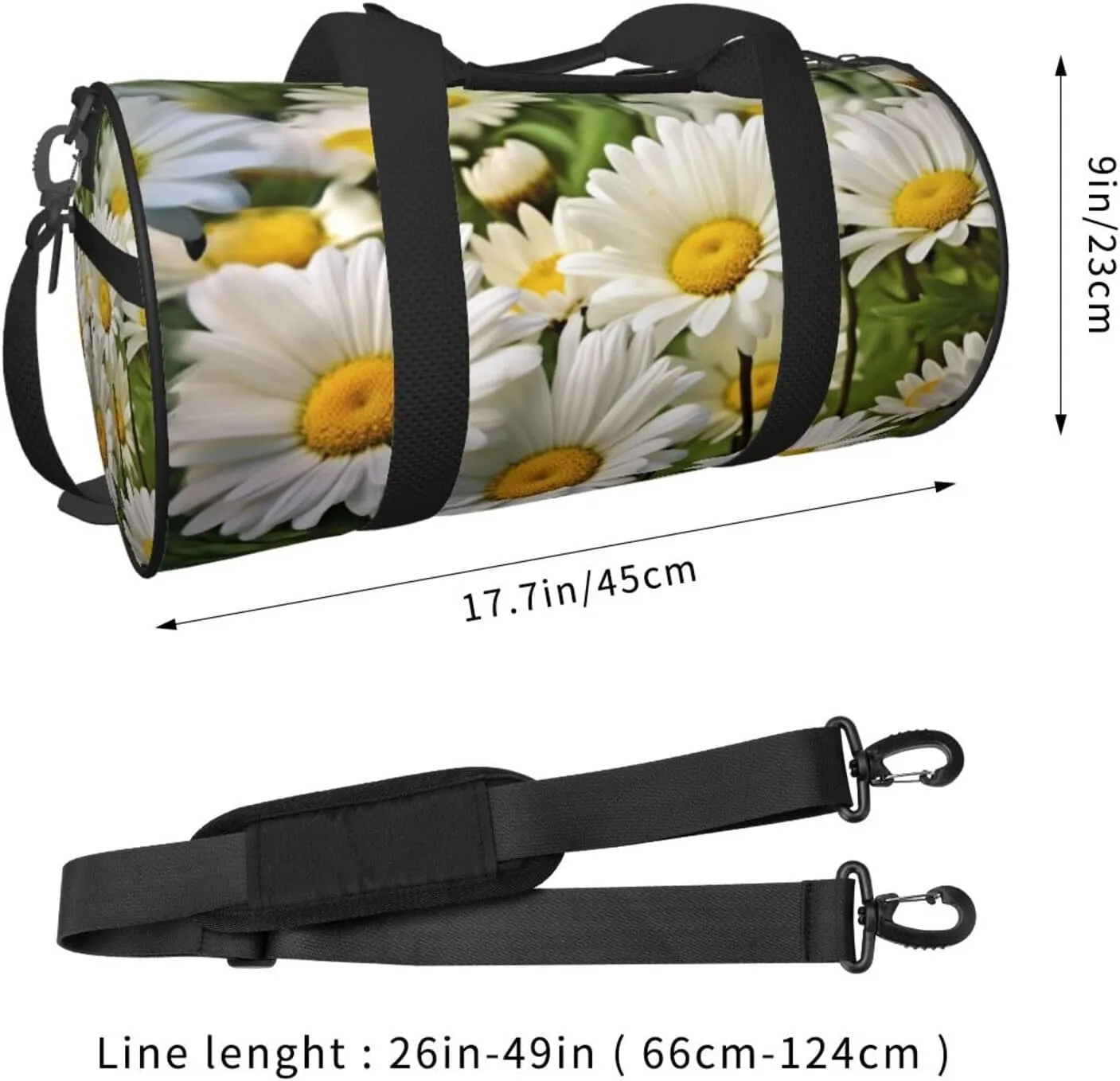 Travel Bag For Women,Floral Flowers Daisies Print Personal Item Duffle Bags,Weekend Travel Duffel Tote Bag,Travel Sport Gym Bag For Men,Airplane Travel Essentials For Flying