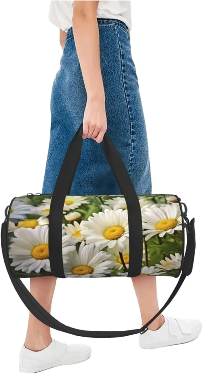 Travel Bag For Women,Floral Flowers Daisies Print Personal Item Duffle Bags,Weekend Travel Duffel Tote Bag,Travel Sport Gym Bag For Men,Airplane Travel Essentials For Flying