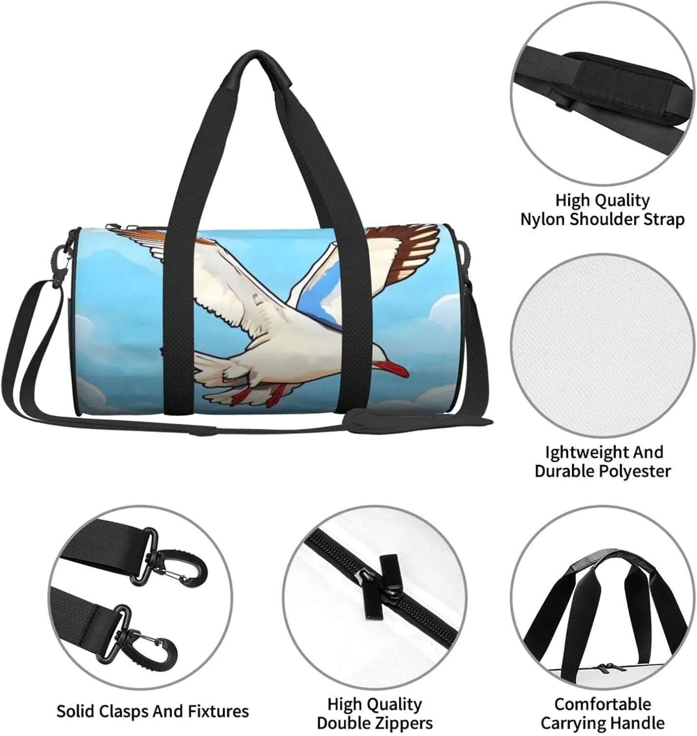 Travel Bag For Women,Flying Seagulls Print Personal Item Duffle Bags,Weekend Travel Duffel Tote Bag,Travel Sport Gym Bag For Men,Airplane Travel Essentials For Flying