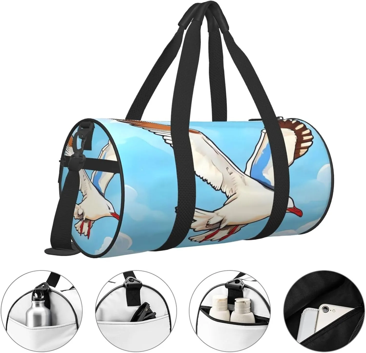 Travel Bag For Women,Flying Seagulls Print Personal Item Duffle Bags,Weekend Travel Duffel Tote Bag,Travel Sport Gym Bag For Men,Airplane Travel Essentials For Flying