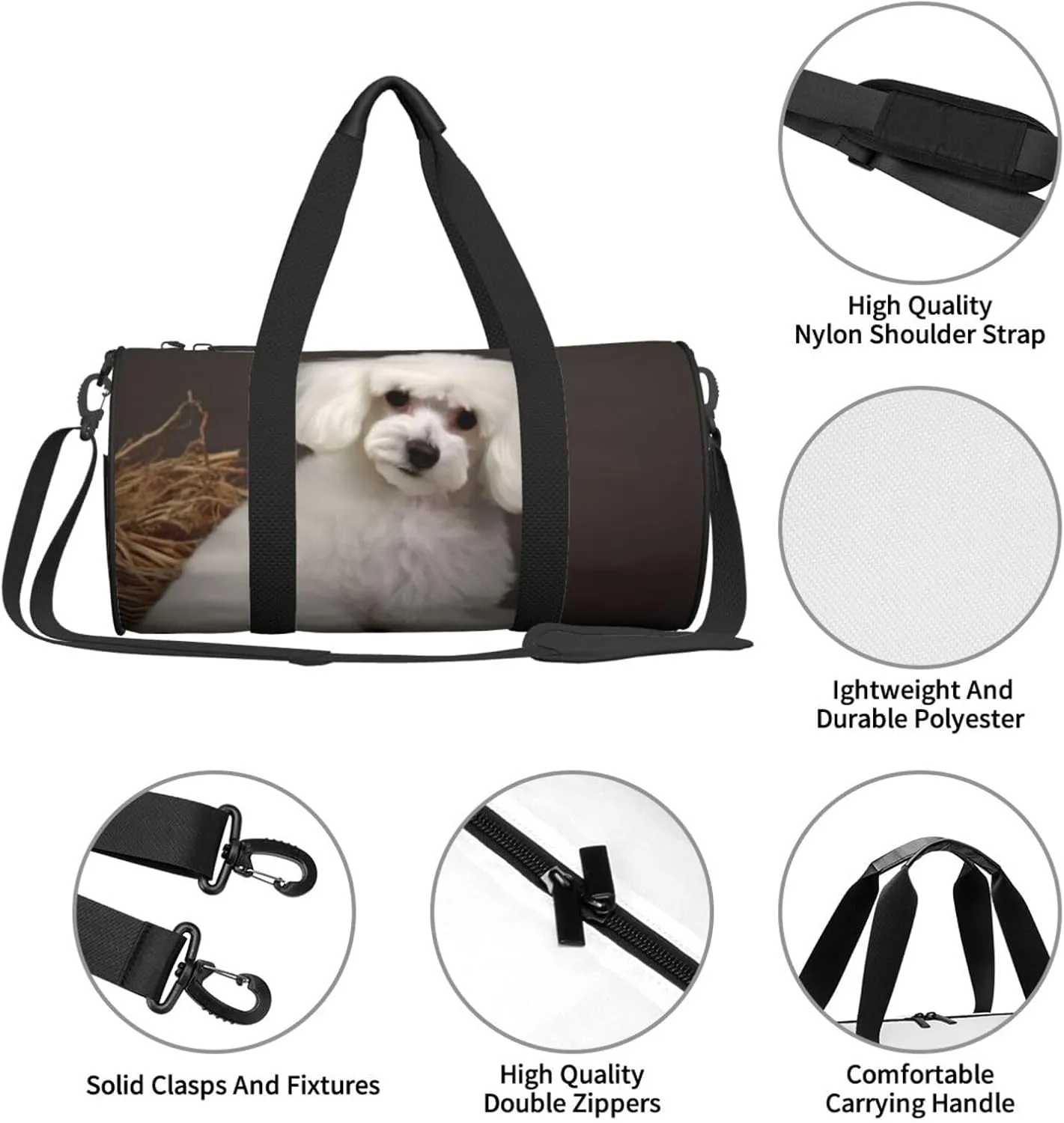 Travel Bag For Women,French Poodle Print Personal Item Duffle Bags,Weekend Travel Duffel Tote Bag,Travel Sport Gym Bag For Men,Airplane Travel Essentials For Flying