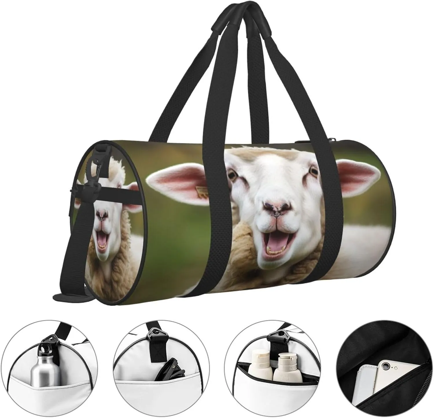 Travel Bag For Women,Funny Naughty Sheep Tongue Cute Animal Print Personal Item Duffle Bags,Weekend Travel Duffel Tote Bag,Travel Sport Gym Bag For Men,Airplane Travel Essentials For Flying