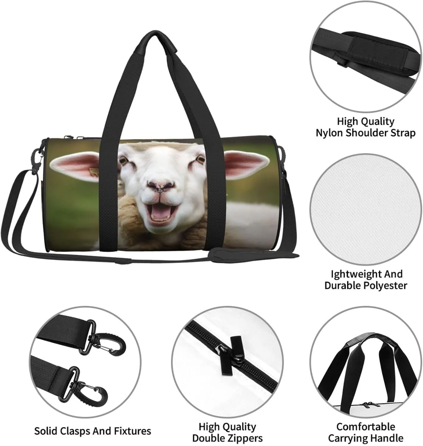 Travel Bag For Women,Funny Naughty Sheep Tongue Cute Animal Print Personal Item Duffle Bags,Weekend Travel Duffel Tote Bag,Travel Sport Gym Bag For Men,Airplane Travel Essentials For Flying