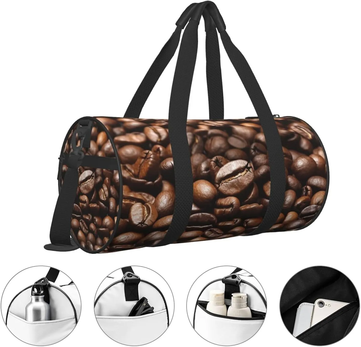 Travel Bag For Women,Funny Roasted Coffee Beans Print Personal Item Duffle Bags,Weekend Travel Duffel Tote Bag,Travel Sport Gym Bag For Men,Airplane Travel Essentials For Flying