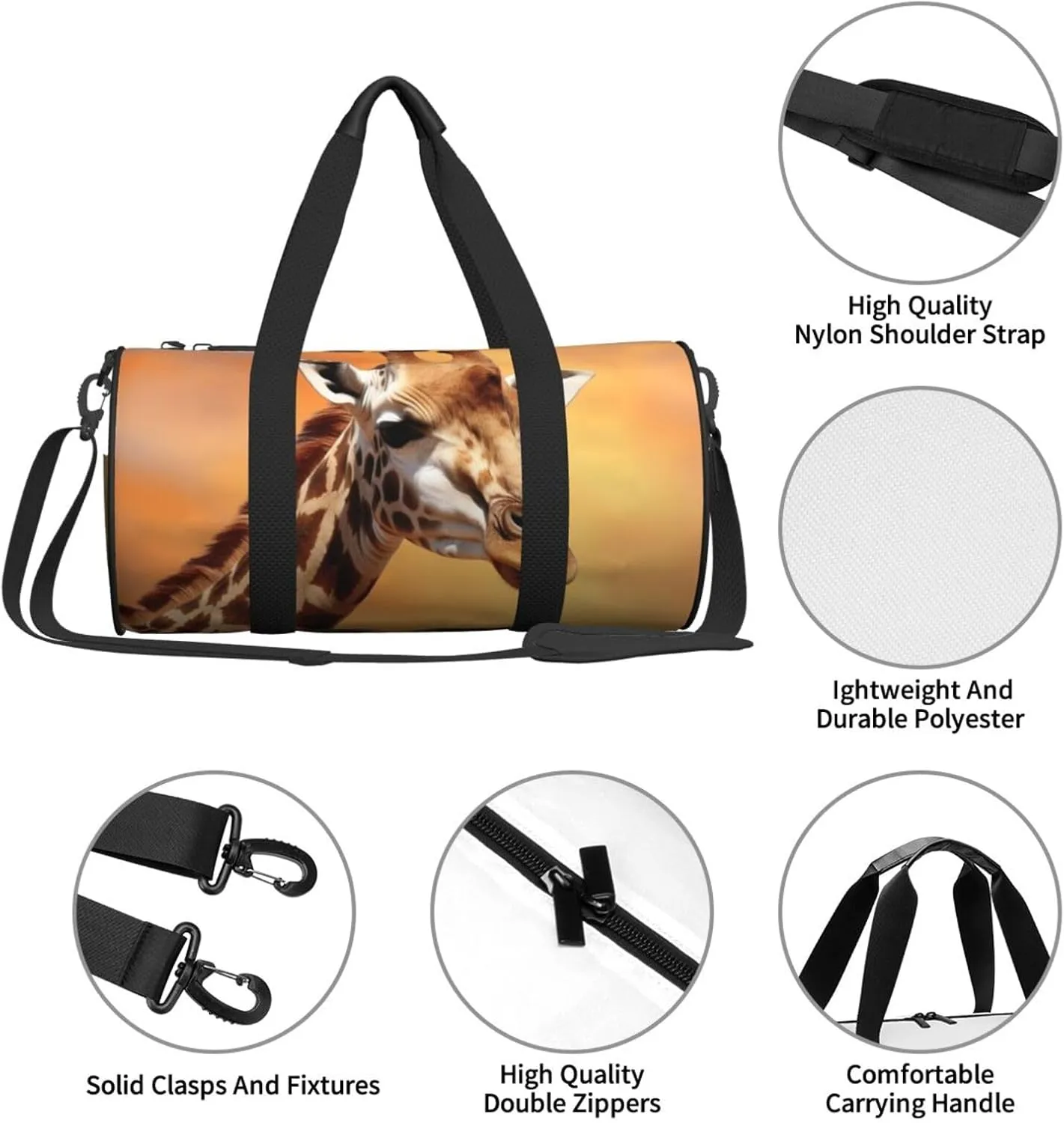 Travel Bag For Women,Giraffe Print Personal Item Duffle Bags,Weekend Travel Duffel Tote Bag,Travel Sport Gym Bag For Men,Airplane Travel Essentials For Flying