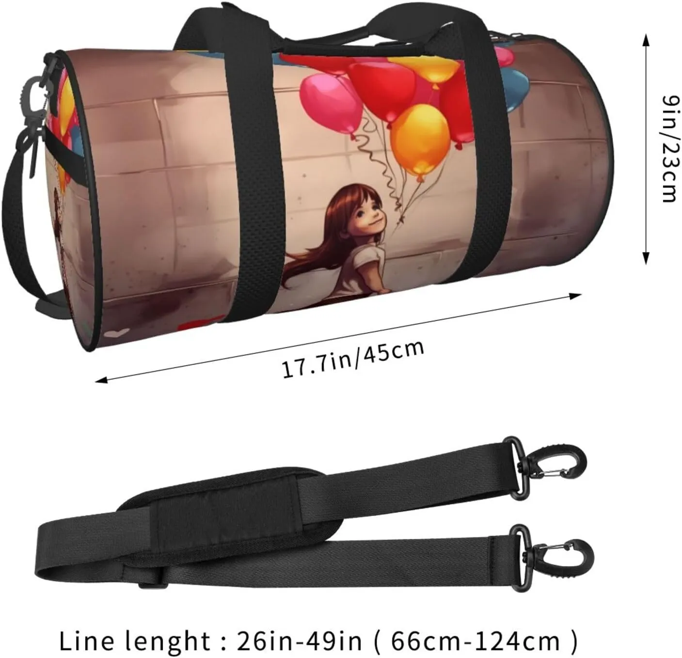 Travel Bag For Women,Girl With Balloons Print Personal Item Duffle Bags,Weekend Travel Duffel Tote Bag,Travel Sport Gym Bag For Men,Airplane Travel Essentials For Flying