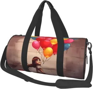 Travel Bag For Women,Girl With Balloons Print Personal Item Duffle Bags,Weekend Travel Duffel Tote Bag,Travel Sport Gym Bag For Men,Airplane Travel Essentials For Flying