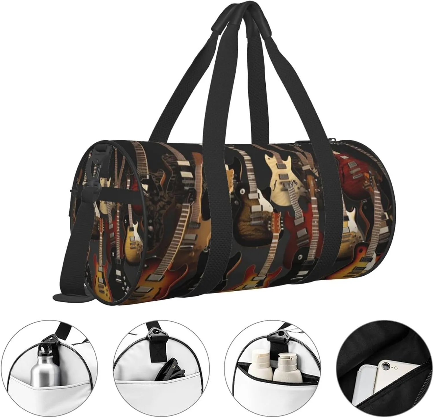 Travel Bag For Women,Guitars Print Personal Item Duffle Bags,Weekend Travel Duffel Tote Bag,Travel Sport Gym Bag For Men,Airplane Travel Essentials For Flying