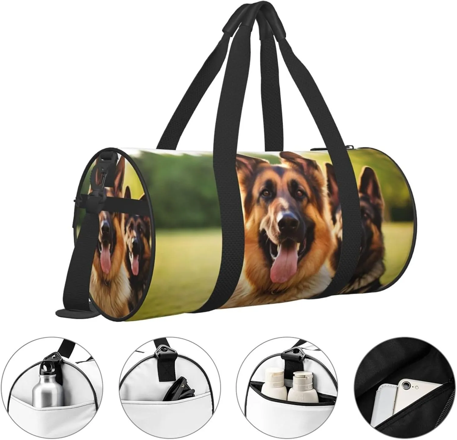 Travel Bag For Women,Happy German Shepherd Print Personal Item Duffle Bags,Weekend Travel Duffel Tote Bag,Travel Sport Gym Bag For Men,Airplane Travel Essentials For Flying