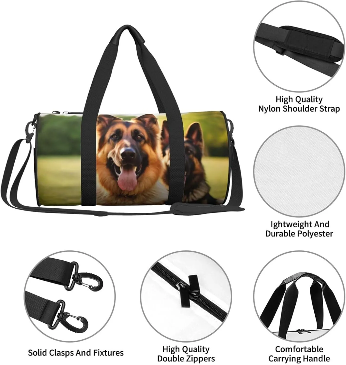 Travel Bag For Women,Happy German Shepherd Print Personal Item Duffle Bags,Weekend Travel Duffel Tote Bag,Travel Sport Gym Bag For Men,Airplane Travel Essentials For Flying