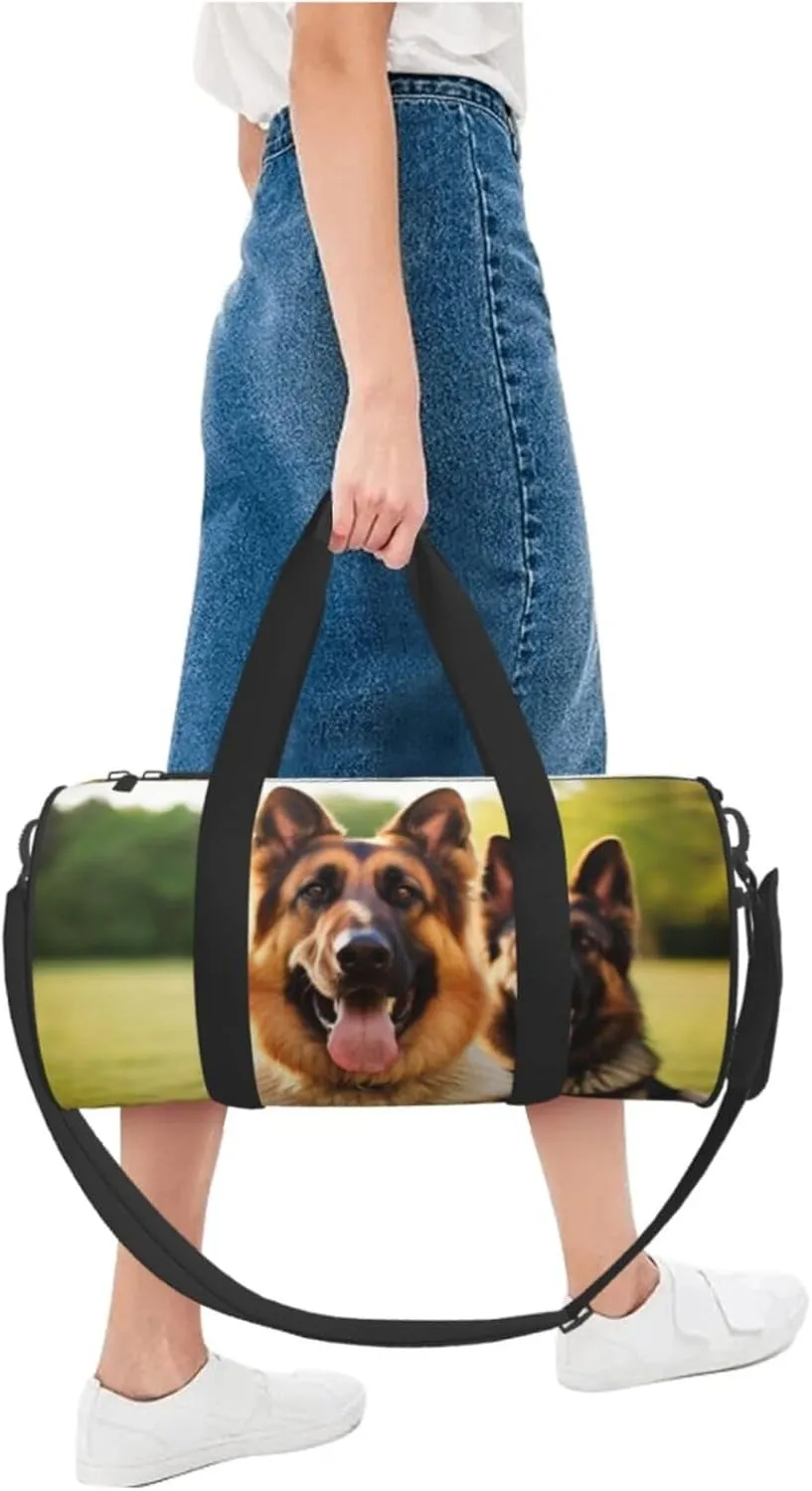 Travel Bag For Women,Happy German Shepherd Print Personal Item Duffle Bags,Weekend Travel Duffel Tote Bag,Travel Sport Gym Bag For Men,Airplane Travel Essentials For Flying