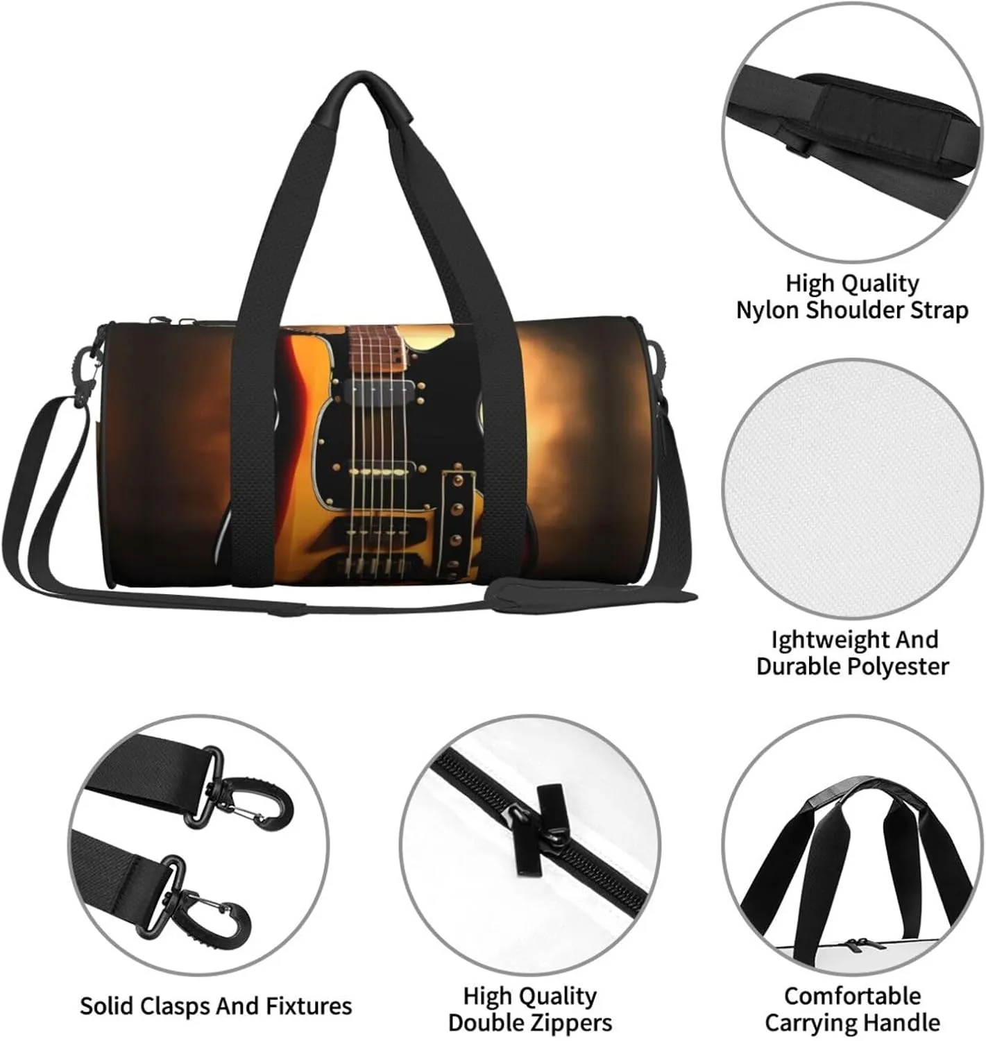 Travel Bag For Women,Instrumental Guitar Print Personal Item Duffle Bags,Weekend Travel Duffel Tote Bag,Travel Sport Gym Bag For Men,Airplane Travel Essentials For Flying