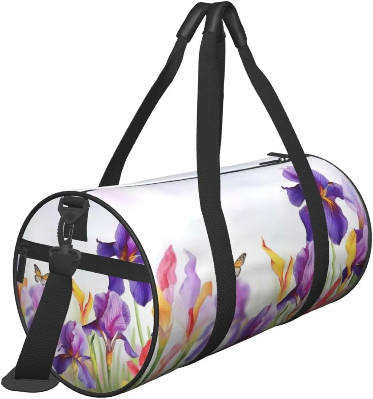 Travel Bag For Women,Iris Flower Butterfly Print Personal Item Duffle Bags,Weekend Travel Duffel Tote Bag,Travel Sport Gym Bag For Men,Airplane Travel Essentials For Flying