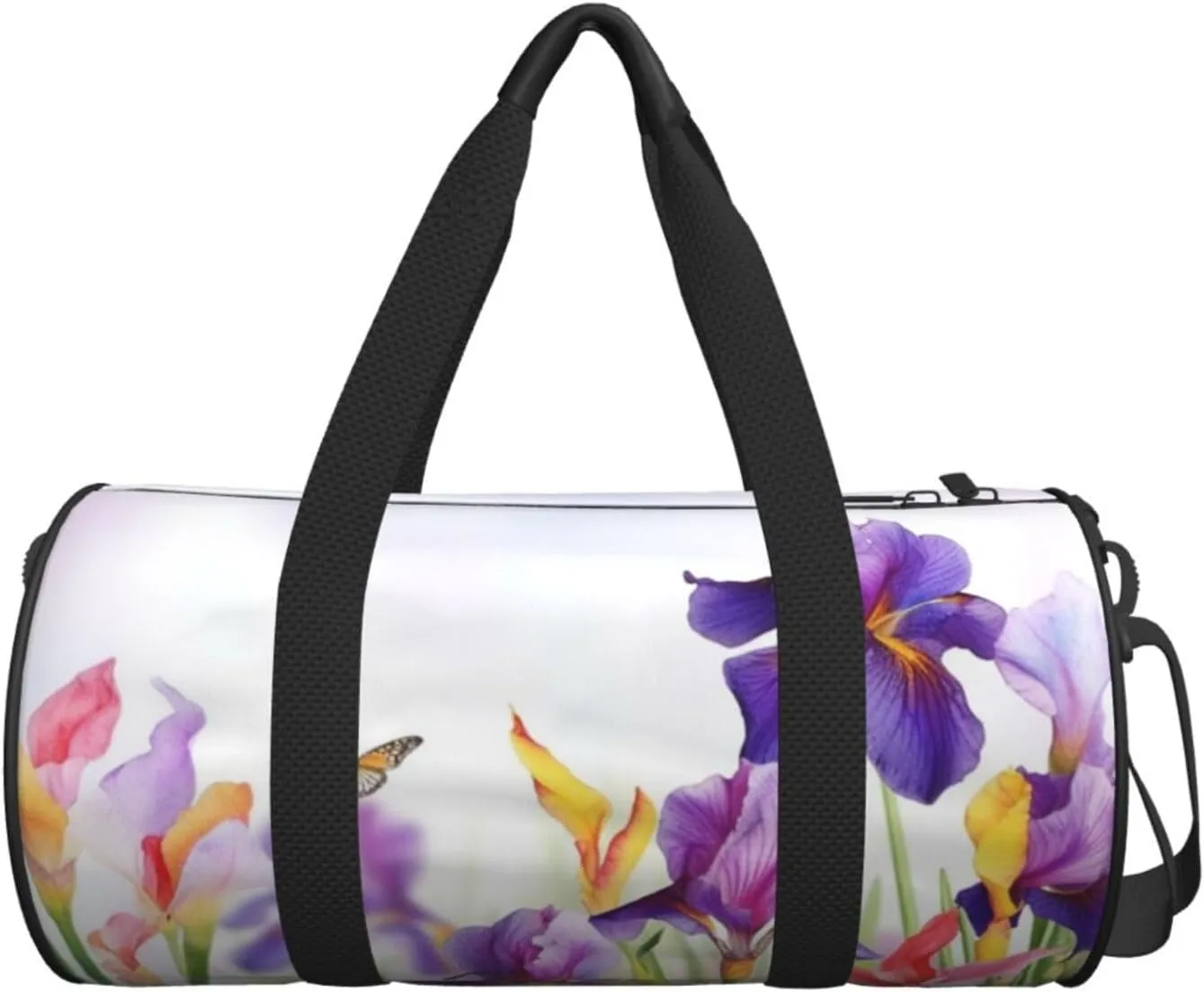 Travel Bag For Women,Iris Flower Butterfly Print Personal Item Duffle Bags,Weekend Travel Duffel Tote Bag,Travel Sport Gym Bag For Men,Airplane Travel Essentials For Flying