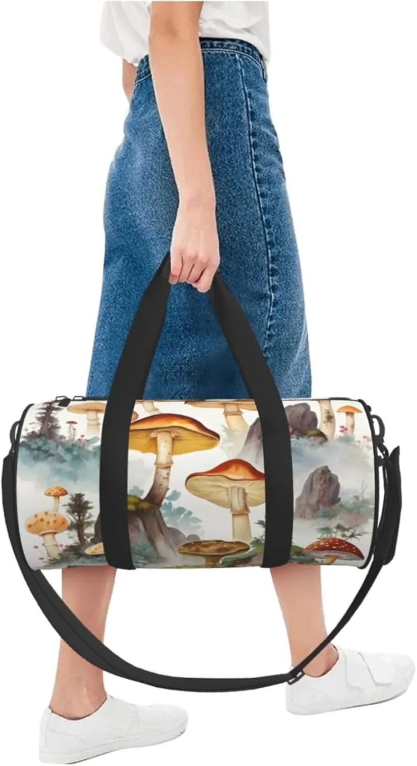 Travel Bag For Women,Japanese Painting Mushroom Print Personal Item Duffle Bags,Weekend Travel Duffel Tote Bag,Travel Sport Gym Bag For Men,Airplane Travel Essentials For Flying