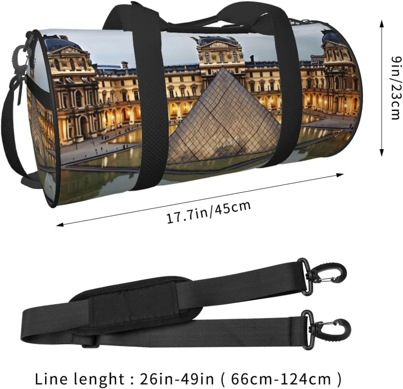 Travel Bag For Women,Louvre Museum In Paris Print Personal Item Duffle Bags,Weekend Travel Duffel Tote Bag,Travel Sport Gym Bag For Men,Airplane Travel Essentials For Flying