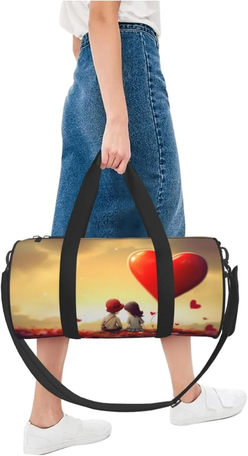 Travel Bag For Women,Love Couple Print Personal Item Duffle Bags,Weekend Travel Duffel Tote Bag,Travel Sport Gym Bag For Men,Airplane Travel Essentials For Flying