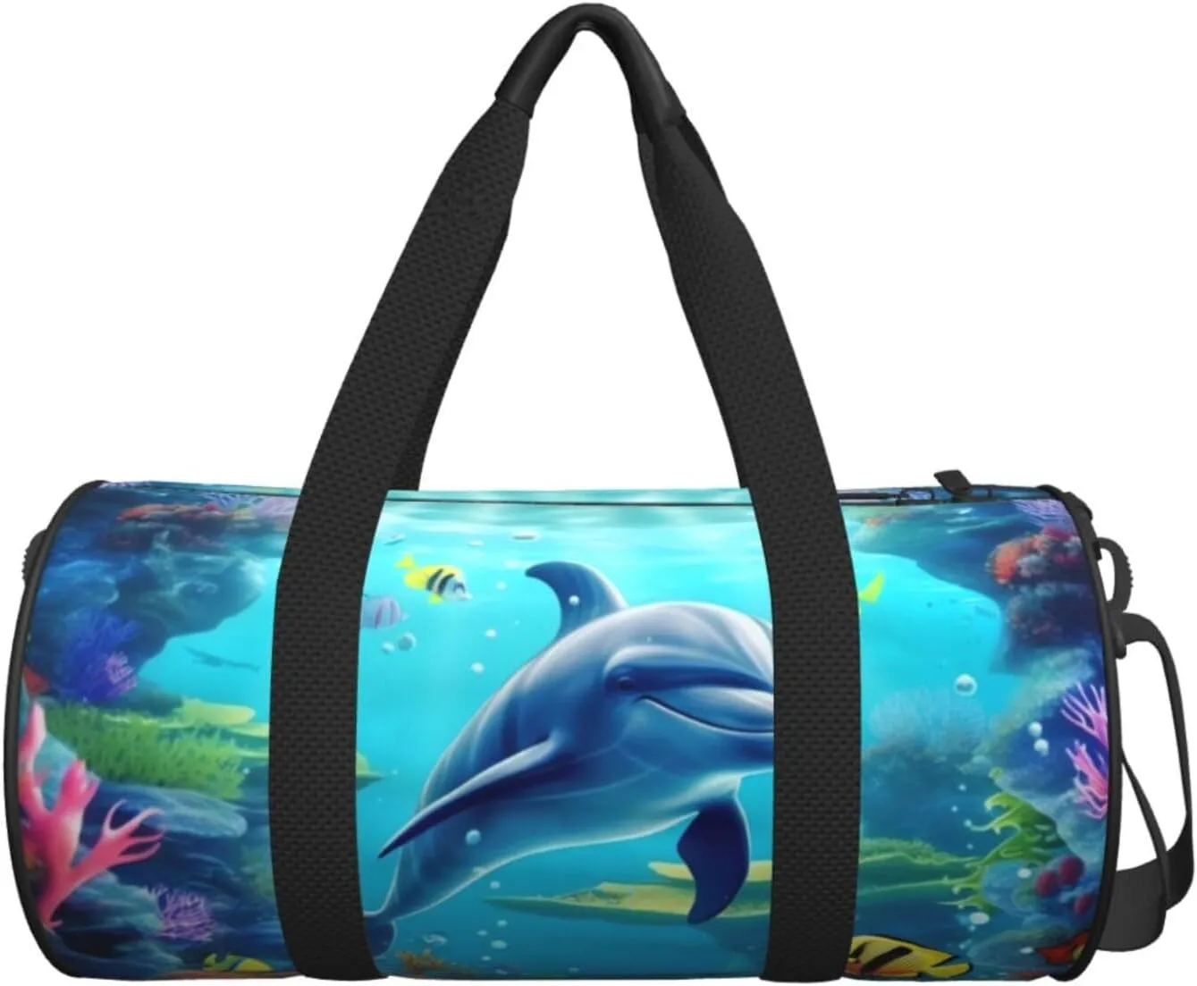 Travel Bag For Women,Ocean Underwater Dolphin Fish Print Personal Item Duffle Bags,Weekend Travel Duffel Tote Bag,Travel Sport Gym Bag For Men,Airplane Travel Essentials For Flying