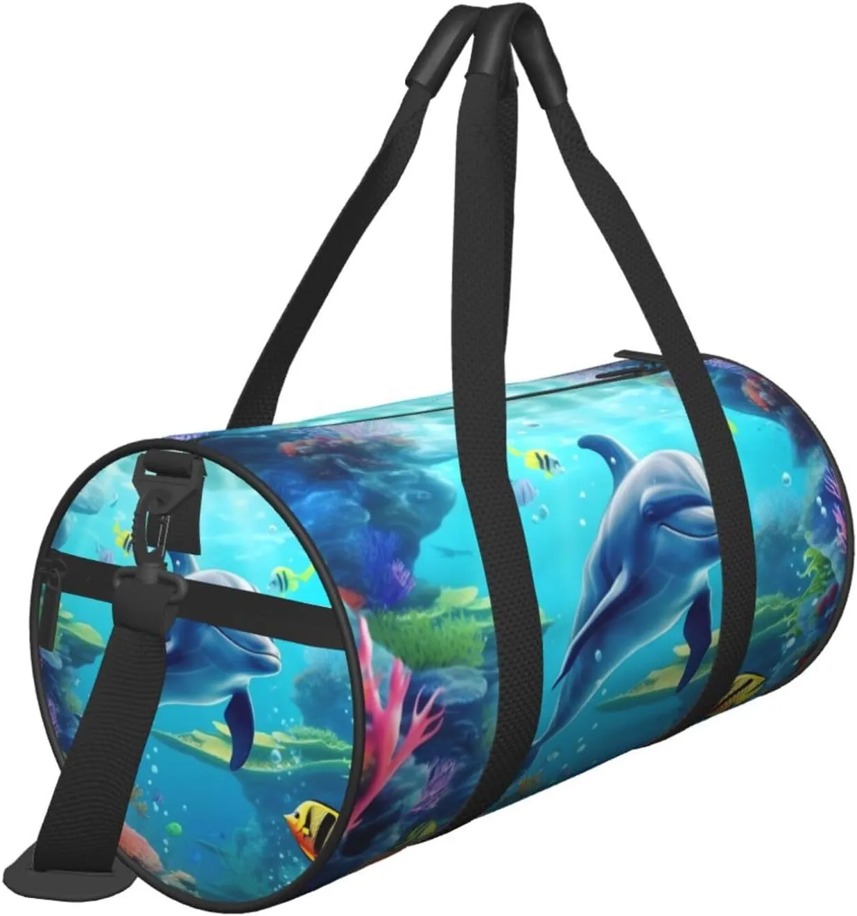 Travel Bag For Women,Ocean Underwater Dolphin Fish Print Personal Item Duffle Bags,Weekend Travel Duffel Tote Bag,Travel Sport Gym Bag For Men,Airplane Travel Essentials For Flying