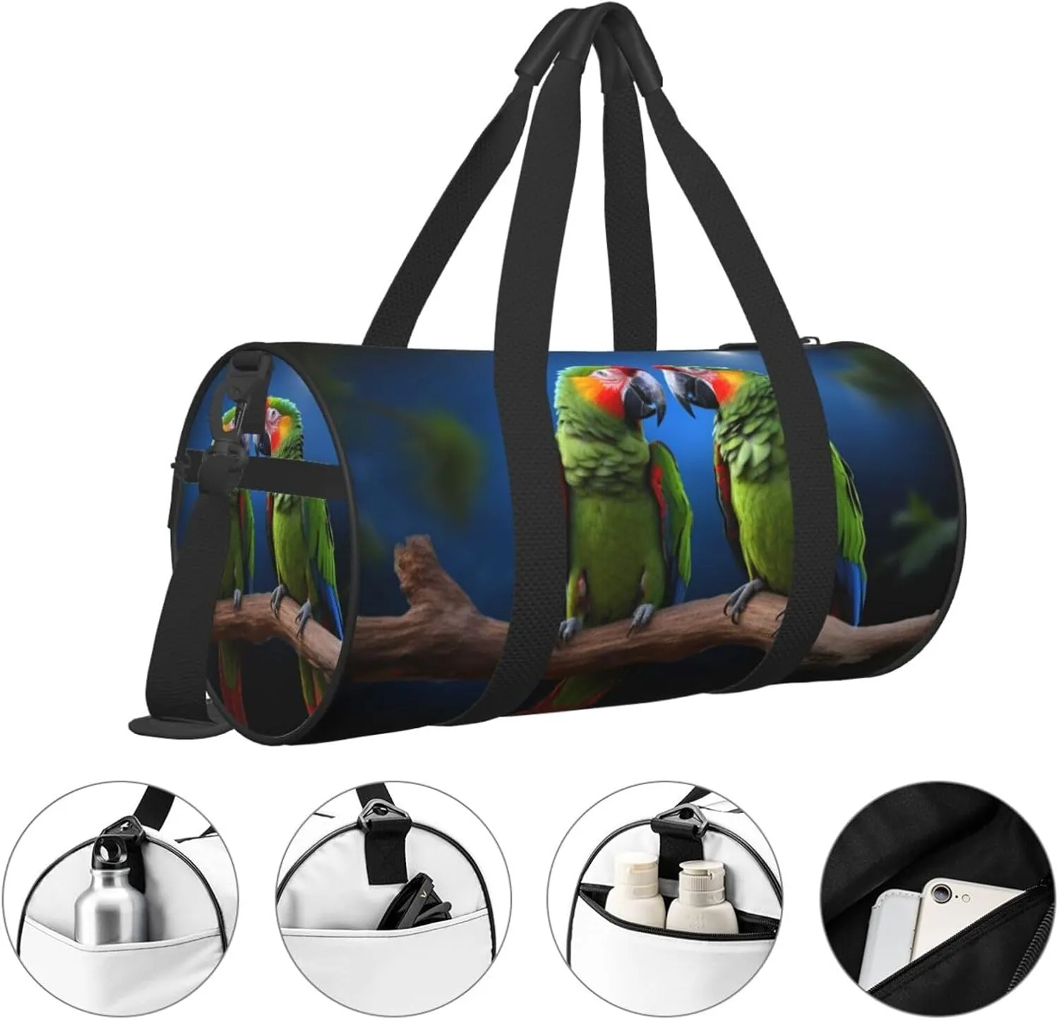 Travel Bag For Women,Parrots Print Personal Item Duffle Bags,Weekend Travel Duffel Tote Bag,Travel Sport Gym Bag For Men,Airplane Travel Essentials For Flying