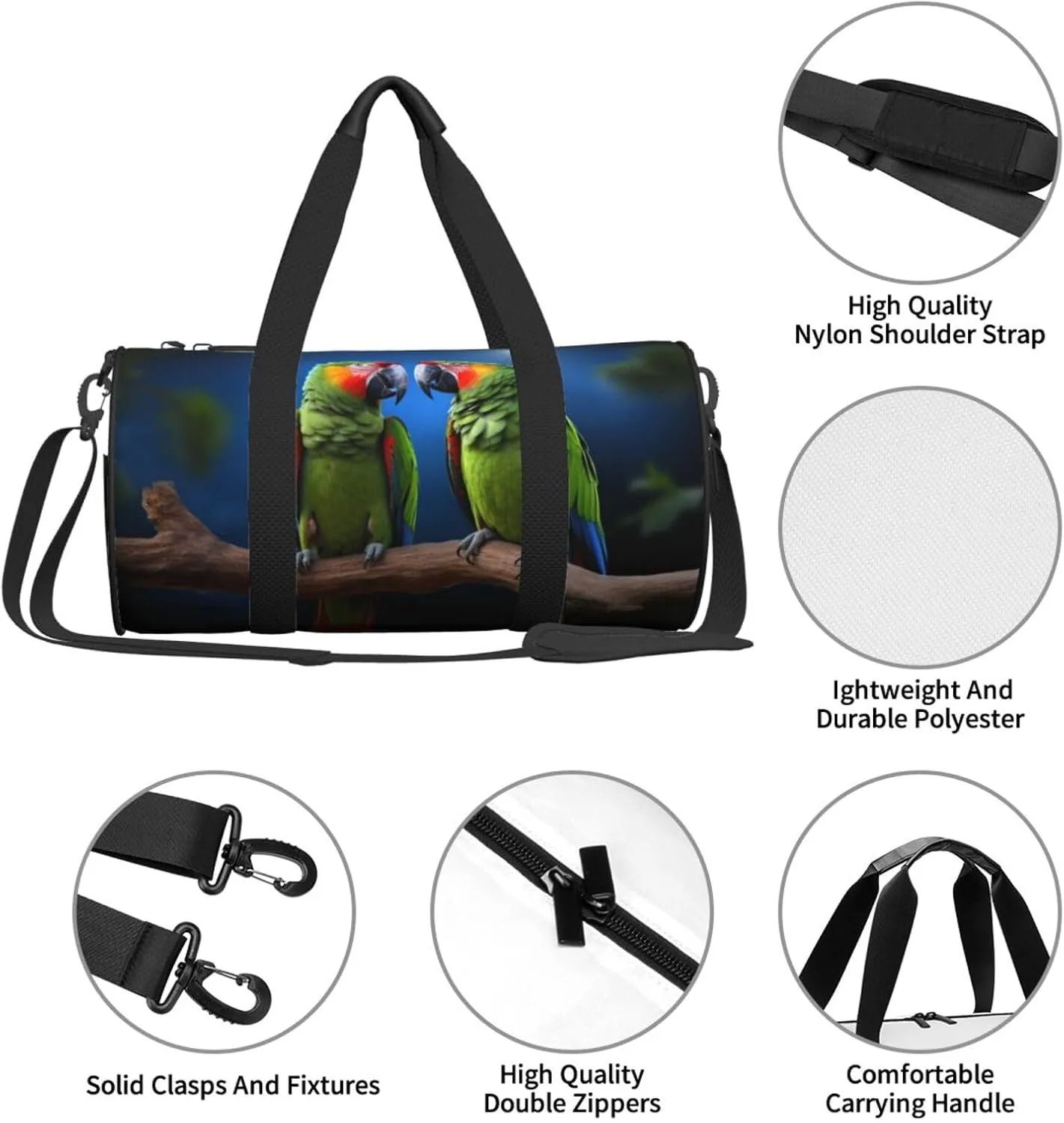 Travel Bag For Women,Parrots Print Personal Item Duffle Bags,Weekend Travel Duffel Tote Bag,Travel Sport Gym Bag For Men,Airplane Travel Essentials For Flying