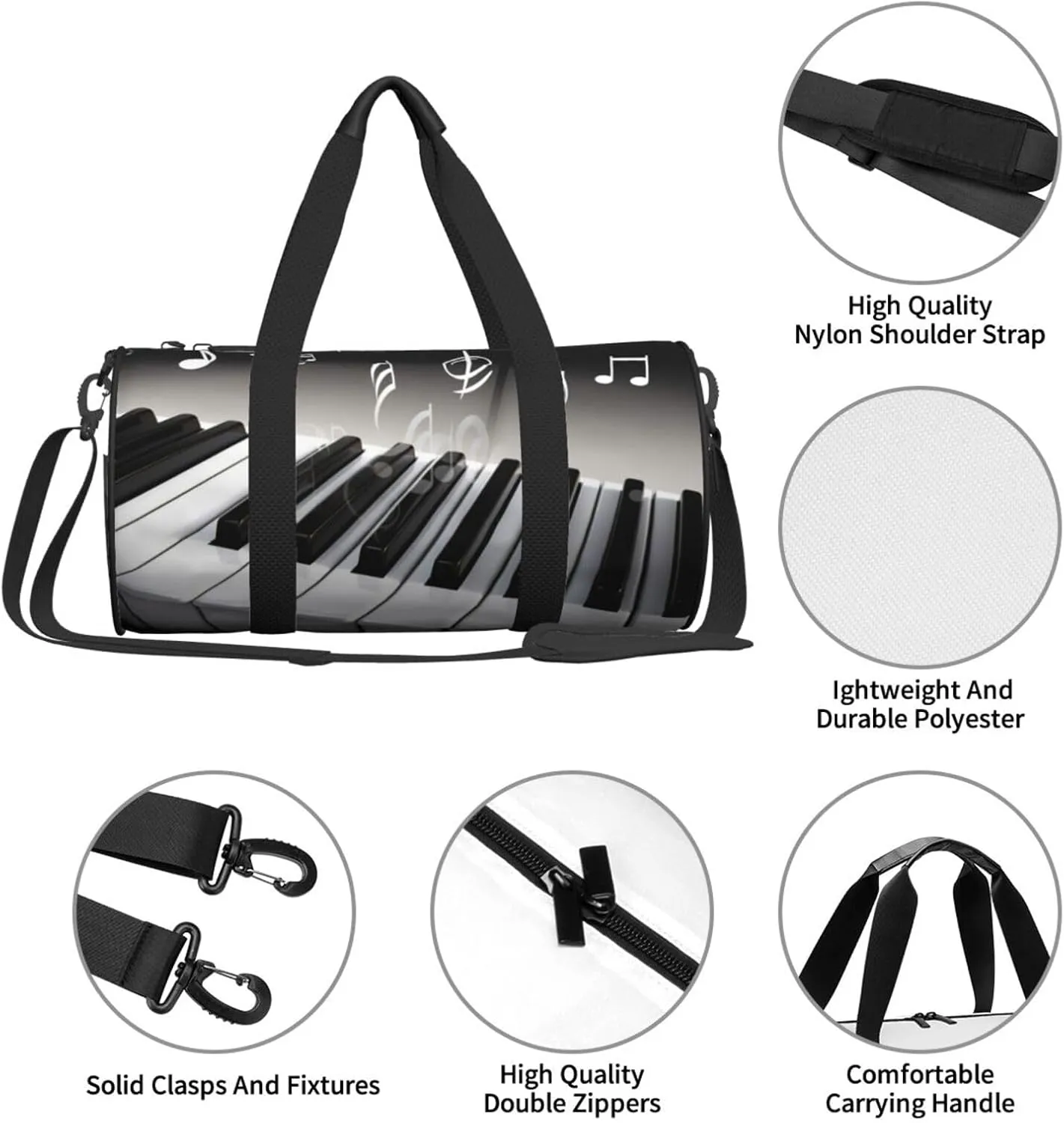 Travel Bag For Women,Piano Music Symbol Print Personal Item Duffle Bags,Weekend Travel Duffel Tote Bag,Travel Sport Gym Bag For Men,Airplane Travel Essentials For Flying